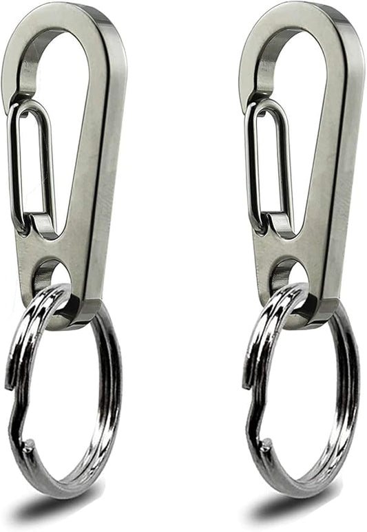 Dog Tag Clips / 2 Pack/Multiple Size 304 Stainless Steel Quick Clip with Rings/Easy Change Dog Cat ID Tag Holder for Small pet Collars and Harnesses.(2 Large Grey)