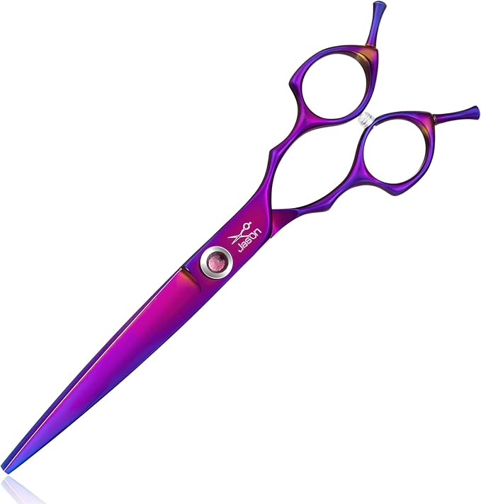 JASON Straight Scissors for Dogs - Updated 7.5" Dog Grooming Shears, Japanese 440C Stainless Steel Pet Shears, Professional Dog Cutting Scissors with Diamond Adjustable Screw Christmas Gift