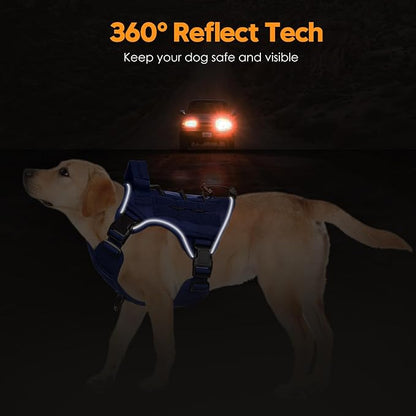 Heavy-Duty Tactical Dog Harness for Large Dogs, No Pull Adjustable Reflective Pet Vest with Molle System, K9 Military-Grade Control for Service Training, Outdoor & 10+ Breeds, Dazzling Blue, Small