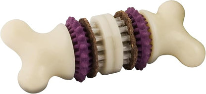 PetSafe Busy Buddy Bristle Bone - Chew Toy for Dental Health Support - Durable Dog Plaything for Tough Chewers - Includes 4 Refillable Treat Rings - Safe Chew Toy for Large Dogs (50-90 lbs)