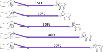 Dog/Puppy Obedience Recall Training Agility Lead - 15ft Long Training Leash，3/4in Wide - Great for Play, Camping, or Backyard (15Feet, Purple)