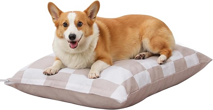UWELL PETS Medium Dog Bed with Removable Washable Cover for Small Dogs Deluxe Plush Dog Crate Beds Comfy Kennel Pad Waterproof Lining and Blue Gel Memory Foam Memory Foam（Brown 30 * 20 * 4in）