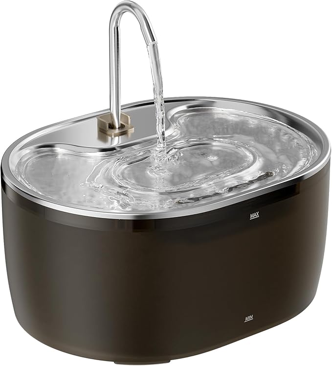 Cat Water Fountain, 3.2L Automatic Cat Fountains for Drinking with Faucet Design, Super Silent Pet Drinking Dispenser with Water Level for Cats, Dogs, Multiple Pets (Black, 3.2L)