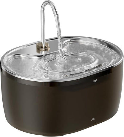 Cat Water Fountain, 3.2L Automatic Cat Fountains for Drinking with Faucet Design, Super Silent Pet Drinking Dispenser with Water Level for Cats, Dogs, Multiple Pets (Black, 3.2L)