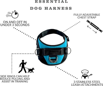 ShawnCo Essential Dog Harness, No-Pull Pet Vest with 3 Leash Clips, No Choke, Reflective, Adjustable and Padded, for Easy Walking and Training for Small, Medium and Large Dogs (Midnight, M)