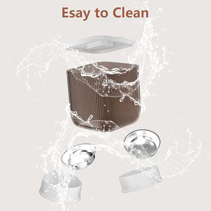 Gzenlos Automatic Cat Feeder, 5L Timed Cat Food Dispenser with Programmable Portion Control, Pet Feeder up to 9 Meals per Day for 2 Cats, Automatic Pet Feeder for Small Dogs Indoor(Botton)
