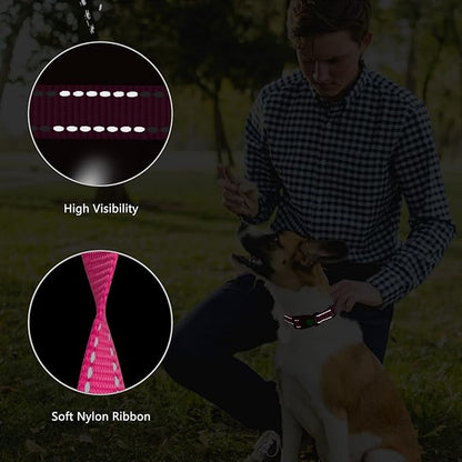 Martingale Dog Collar and Leash Set Martingale Collars for Dogs Reflective Martingale Collar for Small Medium Large Dogs(Hot Pink&S)