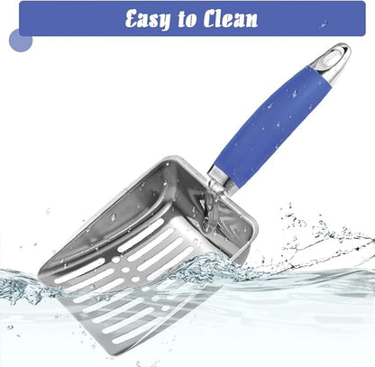 Apidgrowth Cat Litter Scoop -Stainless Steel Metal Cat Litter Scoop-Sturdy Mesh Scooper - Mesh Shovel-Easy to Clean - Suitable for Cat Litter Box -Navy Blue