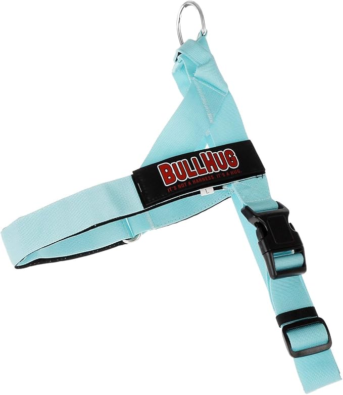 BULLHUG Adjustable Dog Harness– No Pull, No Choke – for English Bulldogs, French Bulldogs, Pugs & Broad-Chested Breeds – Easy, Safe Walks (Tiff Blue, XL)