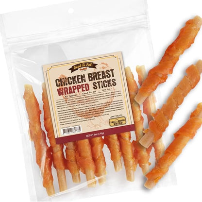 Gootoe Chicken Breast Wrapped Sticks 6oz, All Natural, Grain-Free, Low Fat, Premium Training Chews, Healthy & Easily Digestible
