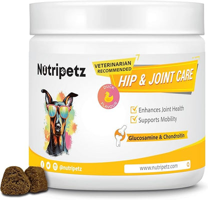 Hip & Joint Supplement for Dogs – NutriPetz Turmeric & Hemp Chews – Joint Pain Relief & Mobility Support – Glucosamine Dog Treats, All Breeds & Ages, 120 Soft Chews
