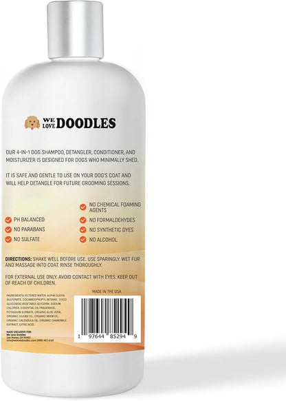 Dog Shampoo, Conditioner & Detangler - Best Shampoo for Goldendoodles, Poodles & Doodles Pet Hair - Hypoallergenic, Tearless, Sensitive Skin for Puppies & All Dog Breeds - Made in USA, 16OZ (Mango)
