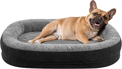 JOEJOY Orthopedic Dog Bed for Medium Dogs, Egg-Crate Memory Foam Pet Bed with Bolster Sides, Waterproof Lining, Removable Washable Cover & Non-Slip Bottom, Black