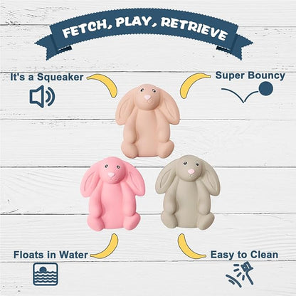 Pawdoer Squeaky Dog Toys for Medium Dogs, Soft Latex Bunny Squeaky Dog Ball, Cute Funny Squeak Rabbit Pet Toys