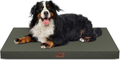 Tail Stories Outdoor All Weather Waterproof Dog Bed, Orthopedic Dog Bed for Extra Large Dogs, Egg Crate Foam Crate Pad with Washable Removable Oxford Cooling Cover, 47x29 Inch, Brown