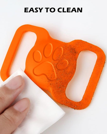 Dynmeow Dog Cat Collar Holder Compatible with Airtag, Anti-Lost Silcione Holder for 1.2 and 1.5 inch Wide Collar, Orange, L(1 Pack)