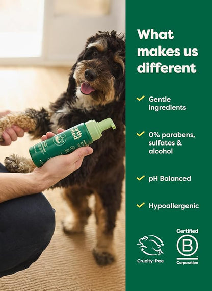 Earth Rated Waterless Dog Shampoo & Conditioner, Convenient No-Rinse Wash for Cleaning, Conditioning & Detangling, for All Coat Types, Refreshing White Tea and Basil Scent, 7 oz