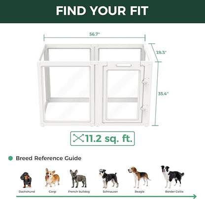 FXW AuraSpace Acrylic Indoor Dog Playpen for Medium Dogs, 35 Inch, 6 Panels, White