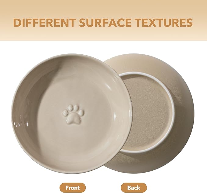 Havniva 5.7'' Ceramic Wide Whisker Friendly Cat Dishes, Set of 3 Ceramic Cat Bowls, Indoor Kitten Feeding Food& Water Dish to Prevent Whisker Fatigue(3 Pcs)