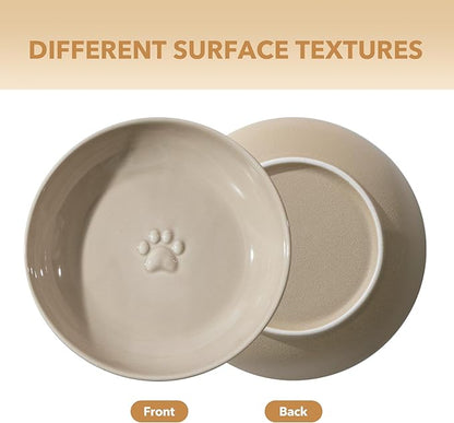 Havniva 5.7'' Ceramic Wide Whisker Friendly Cat Dishes, Set of 3 Ceramic Cat Bowls, Indoor Kitten Feeding Food& Water Dish to Prevent Whisker Fatigue(3 Pcs)