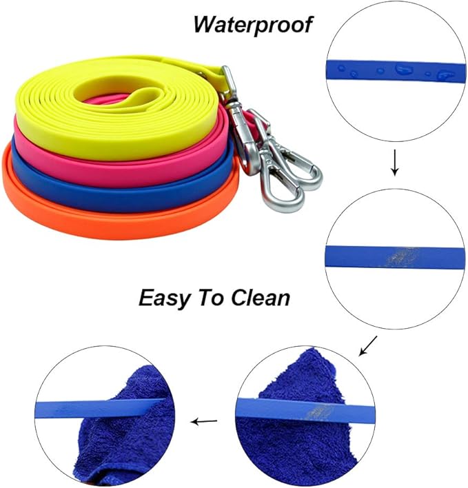 Long Dog Leash Waterproof Recall Training Lead Outdoor Long Line Great for Training, Beach, Play, Camping, or Backyard