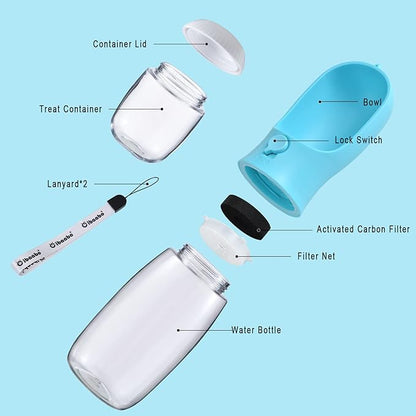 Cibaabo Dog Water Bottle with Food Container, Travel Puppy Water Bowl, Portable Pet Dispenser, Dog Stuff Accessories Items, Puppy Essentials Necessities for Yorkie Chihuahua Cat Walking and Hiking