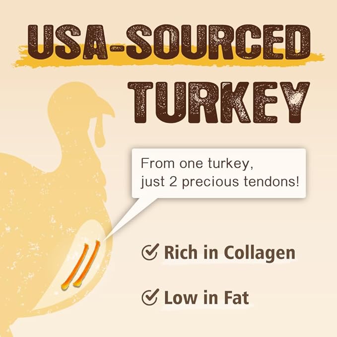 Gootoe Soft Turkey Tendon Stirip 1 lb, Natural Chewy Snack, USA-Sourced Turkey Tendon, Premium Training Chew, Hypoallergenic, Reseal Value Bag, Ideal for Small& Senior Dog, Jumbo Pack