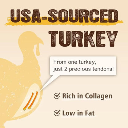Gootoe Soft Turkey Tendon Stirip with Pumpkin 1 lb, Natural Chewy Snack, USA-Sourced Turkey Tendon, Premium Training Chew, Reseal Value Bag, Ideal for Small & Senior Dogs, Jumbo Pack