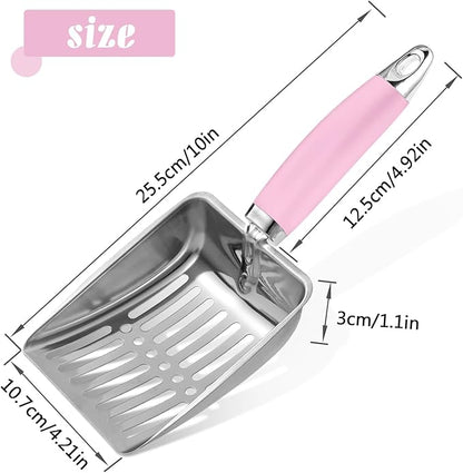 Apidgrowth Cat Litter Scoop - Stainless Steel Metal Cat Litter Scoop-Sturdy Mesh Scooper - Mesh Shovel-Easy to Clean - Suitable for Cat Litter Box -Pink