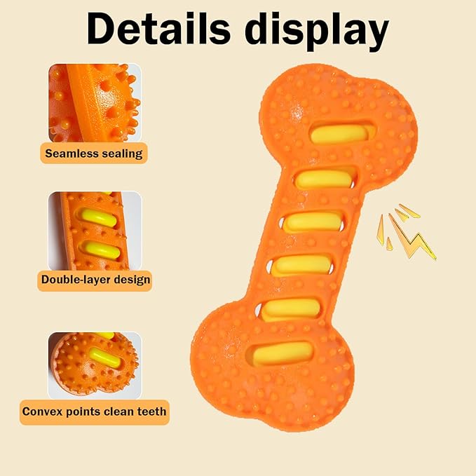 Interactive Dog Chew Sound Toy, Made of TPR Material, is bite-Resistant and Durable. It can be Used for Dog Teeth Cleaning and Training, and is an Ideal Toy for Dogs（Orange）