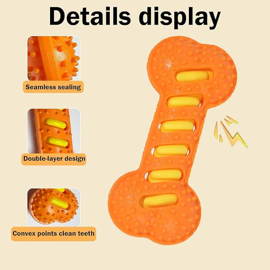 Interactive Dog Chew Sound Toy, Made of TPR Material, is bite-Resistant and Durable. It can be Used for Dog Teeth Cleaning and Training, and is an Ideal Toy for Dogs（Orange）