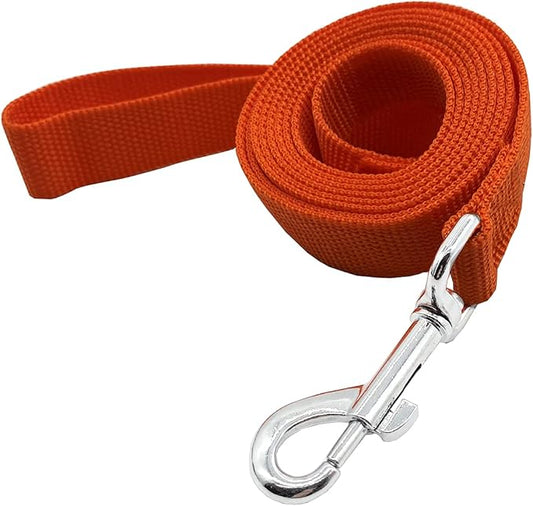 Nylon Dog Training Leash, Traction Rope, 4Ft /5 Foot /6 Feet Long, 5/8 inch 3/4 Inch 1 Inch Wide, for Small and Medium Dogs (1'' x 7 FT, Orange)