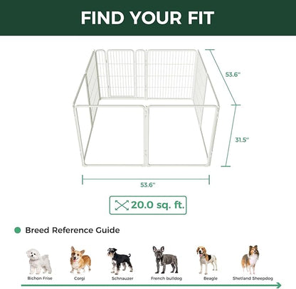 FXW Acrylic & Wire Mesh Indoor Dog Playpen, Heavy Duty 32 Inch 8 Panels Metal Dog Pen for Small and Medium Dogs, White│Patented