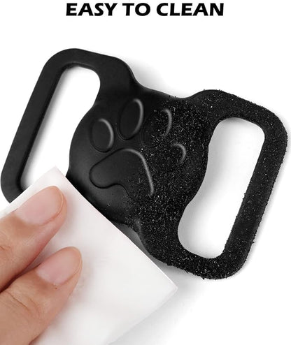 Dynmeow Dog Cat Collar Holder Compatible with Airtag, Anti-Lost Silcione Holder for 1.2 and 1.5 inch Wide Collar, Black, L(1 Pack)