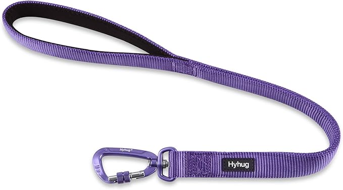 Hyhug Pets 24 Inches Nylon Durable Short Leash with Comfort Handle and Lightweight Aviation Aluminium Carabiner Lead - Large Dogs Walking,Training. (24 Inches, Ultra Violet)