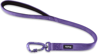Hyhug Pets 24 Inches Nylon Durable Short Leash with Comfort Handle and Lightweight Aviation Aluminium Carabiner Lead - Large Dogs Walking,Training. (24 Inches, Ultra Violet)