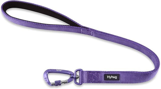 Hyhug Pets 24 Inches Nylon Durable Short Leash with Comfort Handle and Lightweight Aviation Aluminium Carabiner Lead - Large Dogs Walking,Training. (24 Inches, Ultra Violet)