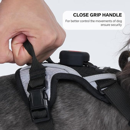 Cat Harness Leash Set with AirTag Holder, Upgraded Escape Proof Vest with Lead for Large Cat Small Dog Puppy Outdoor Walking, Soft Breathable Mesh Jacket with Reflective Strip (Black, L)