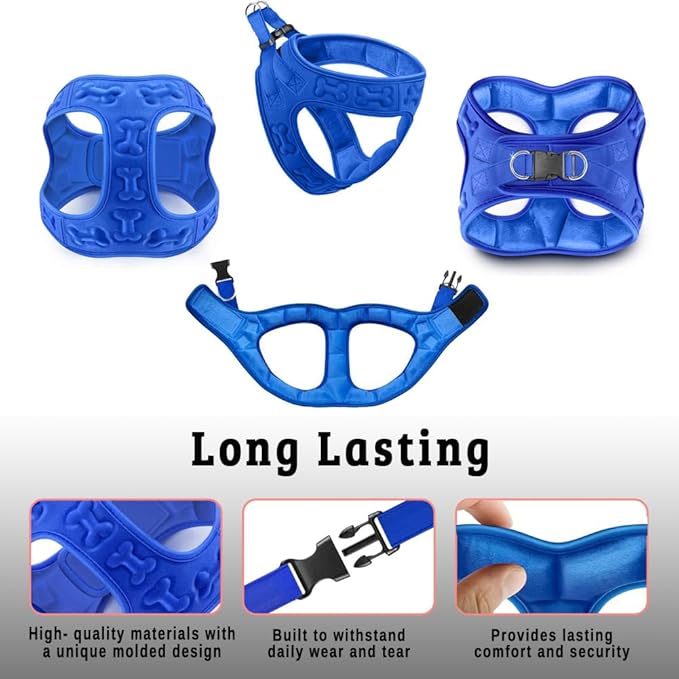 Comfort Fit Dog Harness Step in No Pull Harness for Medium Small Sized Dogs Soft Padded No Escape Harness Adjustable Easy Buckle with Leash Attachment D-Ring Extra Comfort Inside Velvet Plush S Blue