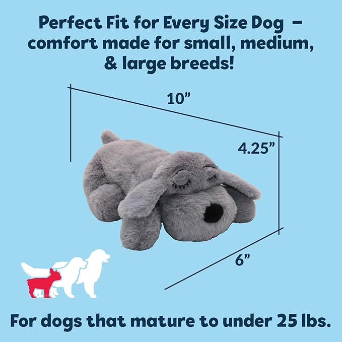 Snuggle Puppy Junior Heartbeat Puppy Toy - Heartbeat Puppy for Dogs - Pet Anxiety Relief and Calming Aid - Comfort Dog Toy - Behavioral Training and Sleep Aid Cuddle Buddy - Black