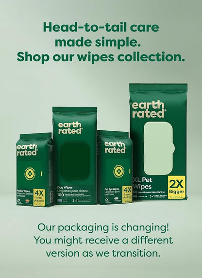 Earth Rated Dog Wipes, Hypoallergenic, Cleaning and Hydrating, for Grooming Paws, Body and Butt, Lavender Scented, 100 Count