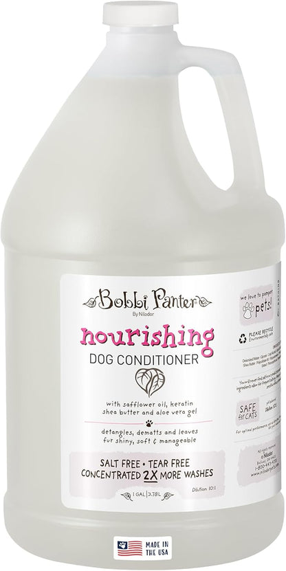 Bobbi Panter Nourishing Dog Conditioner - Detangles & De-Matts with Natural Safflower Oil, Keratin, Shea Butter, Aloe Vera for Fur, Sea Air Scent, 10:1 Concentrate,Made in The USA, 1 Gal. (Case of 4)