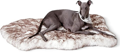 Welfibr 100% Waterproof Large Dog Bed Luxury Faux Fur Dog Mat Orthopedic Fluffy Dog Beds for Large Dogs Comfy Dog Beds Large Sized Dog Washable Dog Rug Bed with Removable Cover Non-Slip Dog Pad 50"