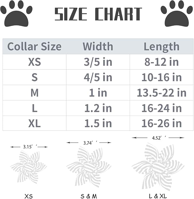 Lionet Paws Dog Collar with Flower, Soft and Comfortable, Adjustable Collar for X-Large Dogs Girl, Neck 16-26 inches
