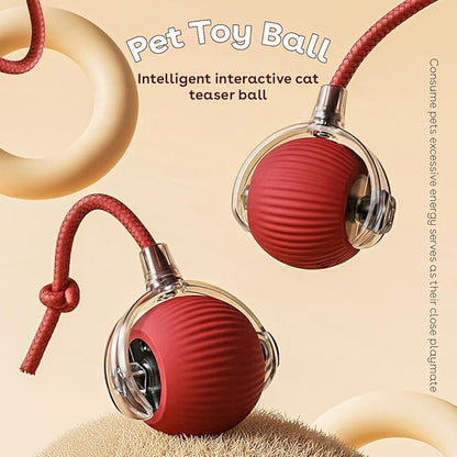 NatureTails Interactive Cat Toys for Indoor Cats,The 3rd Generation Agile Moving Cat Ball with Elastic Mesh Tail,Automatic Kitten Toys for Bored Indoor Adult Cats,Motion Activated (Red)