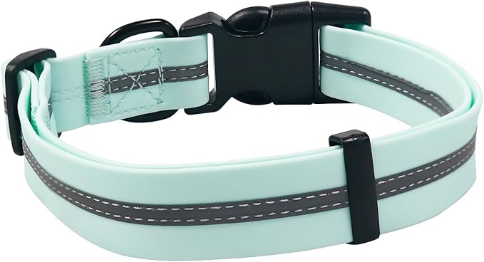 NIMBLE Dog Collar Waterproof Pet Collars Adjustable, Reflective, Durable Flex Poly Coated Nylon Basic Dog Collars 9 Colors in Size S/M/L (Light Blue, Small (9.45”-14.17”inches))