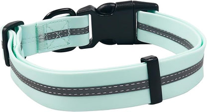 NIMBLE Dog Collar Waterproof Pet Collars Adjustable, Reflective, Durable Flex Poly Coated Nylon Basic Dog Collars 9 Colors in Size S/M/L (Light Blue, Small (9.45”-14.17”inches))