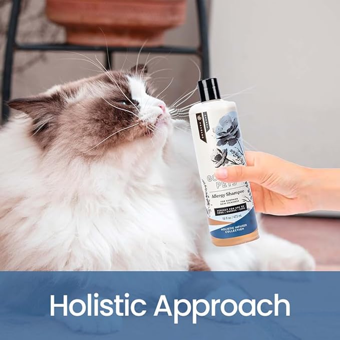 Gou Gou Pets Holistic Natural Derived Allergy Pet Shampoo: Veterinarian Recommended: Soothing Skin Allergies and Skin Issues for Dogs, Cats and Horses - Made in USA - 16 oz
