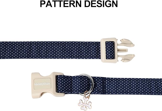 Lionet Paws Boy Dog Collar- Cute Navy Blue Dog Collars with Plastic Buckle,Light Adjustable Dog Collars for Medium Large Dogs