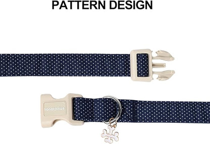 Lionet Paws Boy Dog Collar- Cute Navy Blue Dog Collars with Plastic Buckle,Light Adjustable Dog Collars for Medium Large Dogs